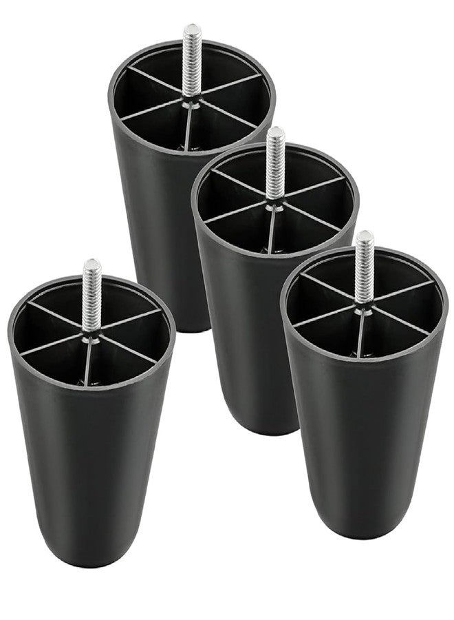 QZibeva Pack of 4 Pcs Matt Black Round Plastic Furniture Legs with M8 Bolt Assembled 4 Inches - Image 3